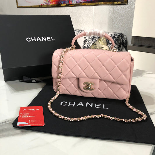 Chanel Pink Top Handle Mini Flap Bag