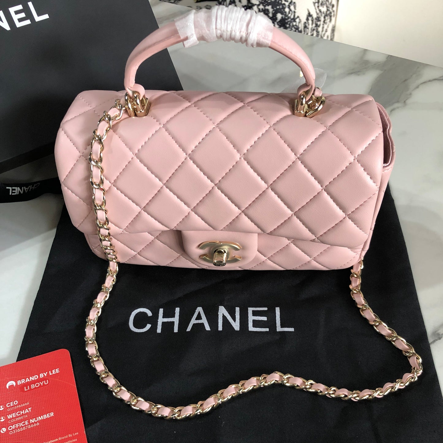 Chanel Pink Top Handle Mini Flap Bag