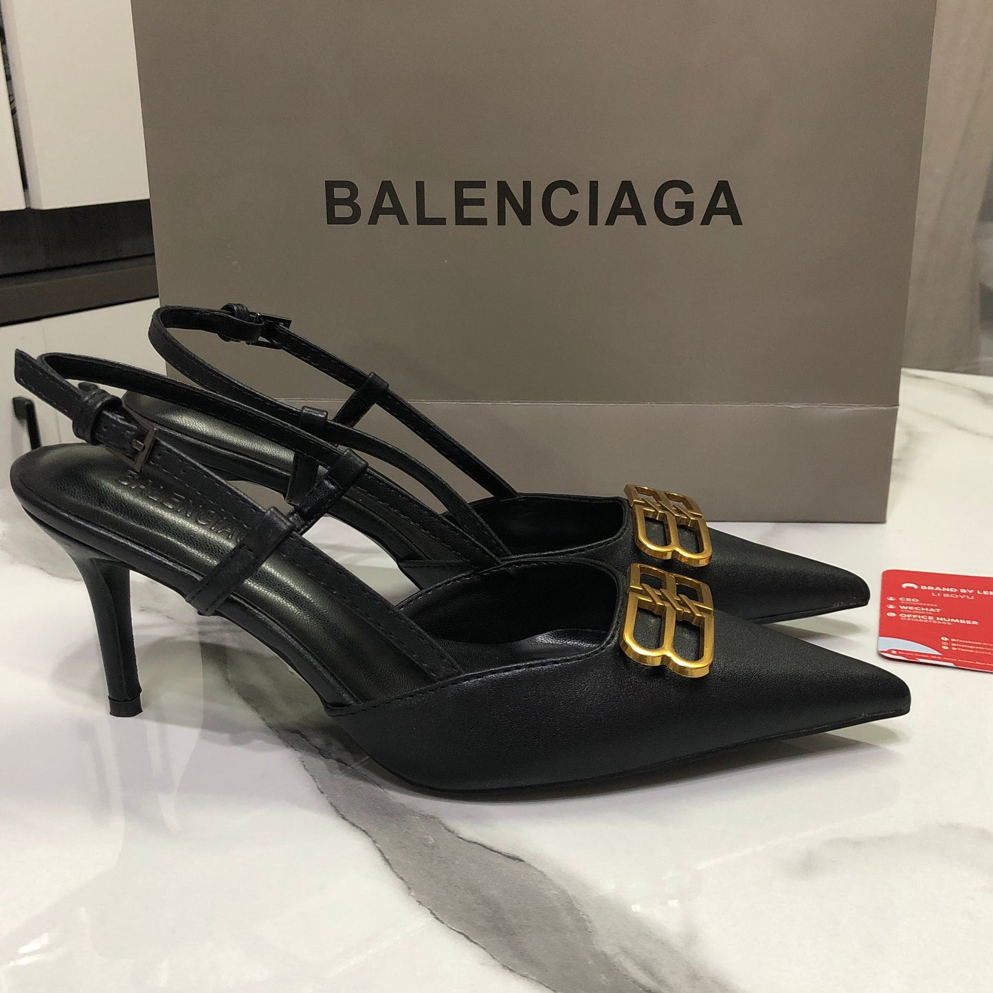 Balenciaga Black Knife BB Slingback Pumps