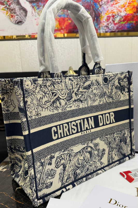 Christian Dior Classic Tiger Blue Tote Bag