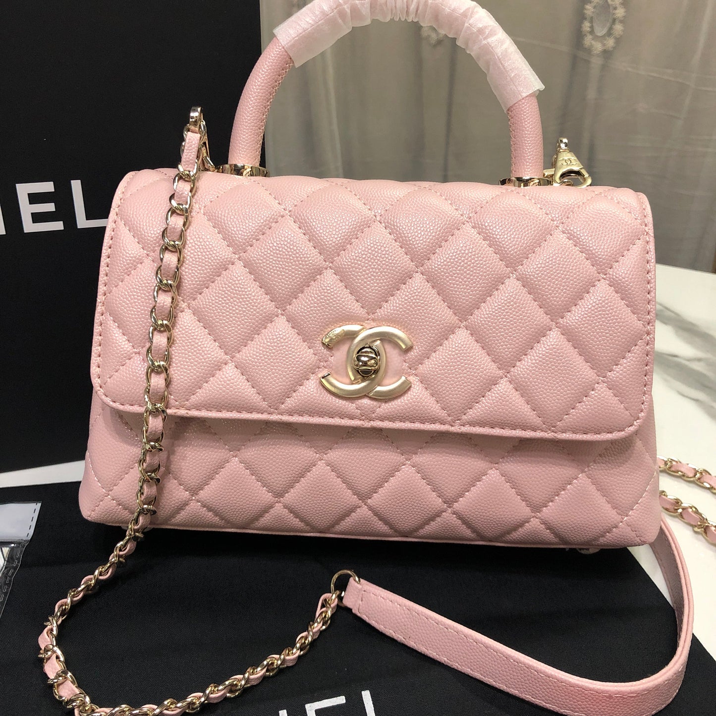 Chanel Caviar Quilted Small Coco Top Handle Flap Bag