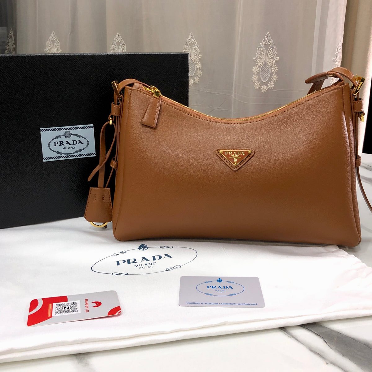 Prada Aimée Medium Leather Shoulder Bag