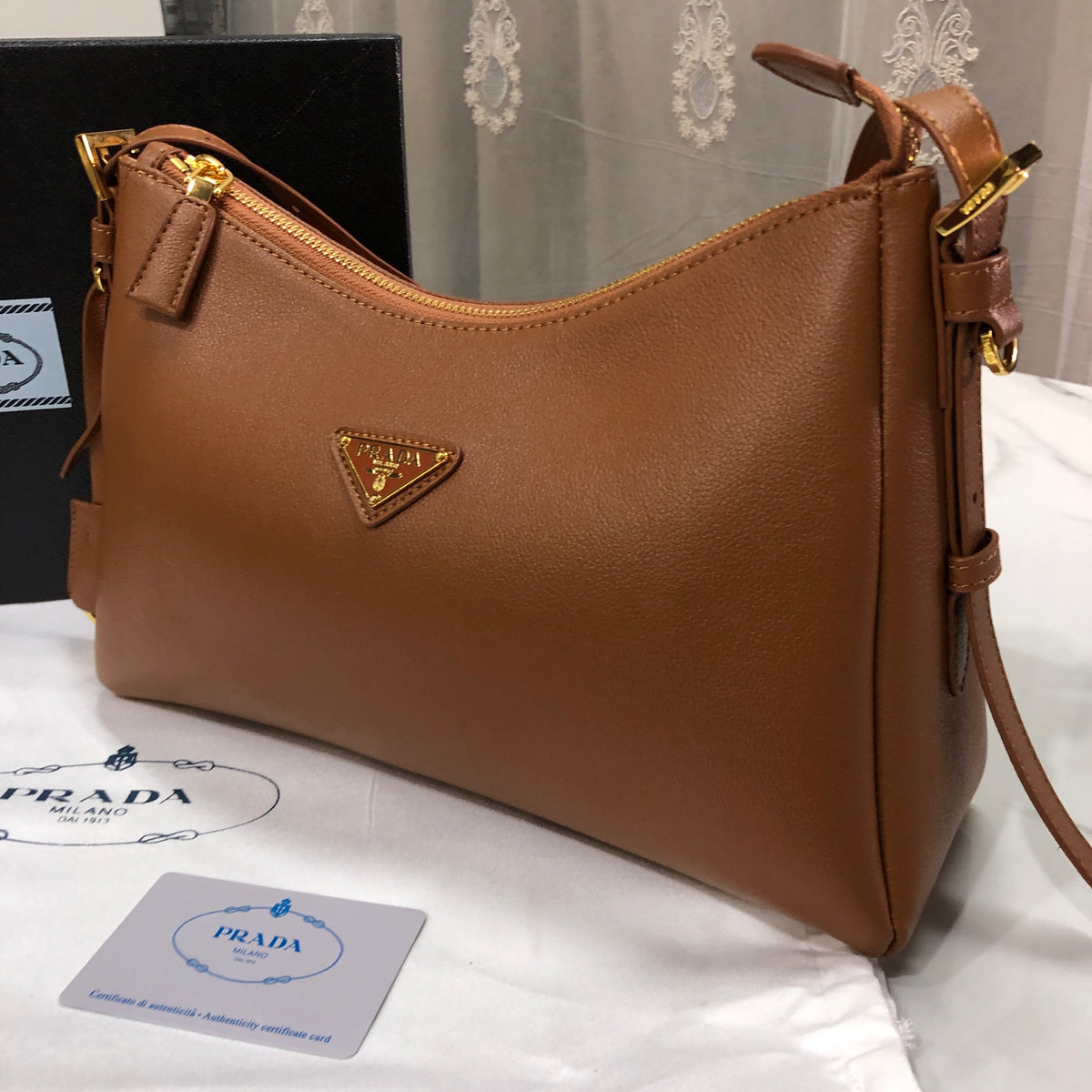 Prada Aimée Medium Leather Shoulder Bag