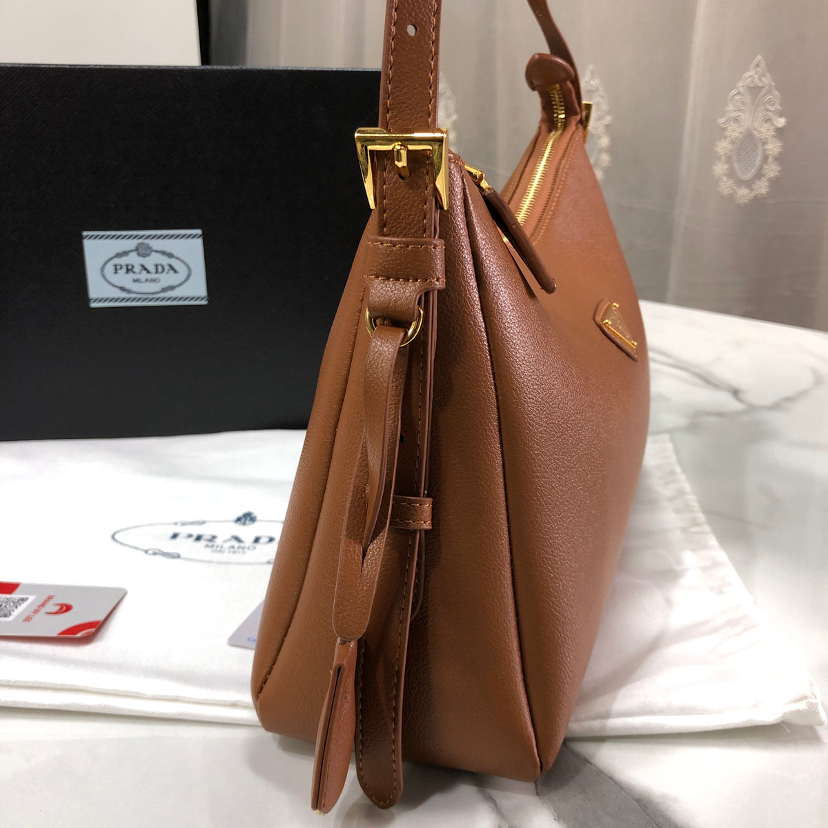 Prada Aimée Medium Leather Shoulder Bag