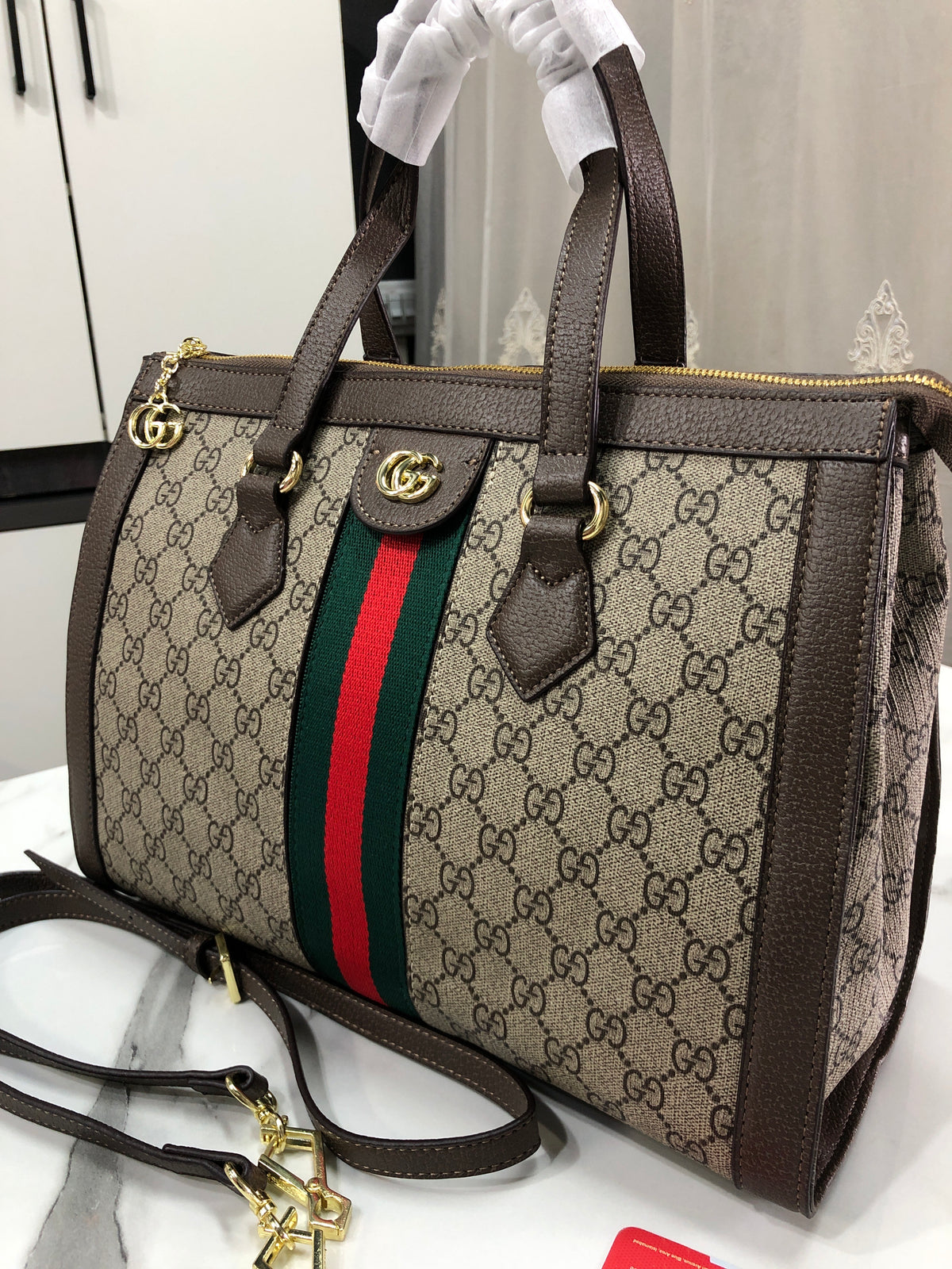 Gucci Ophidia GG Medium Top Handle Tote Bag
