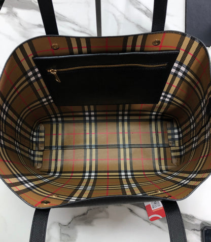 Burberry Embossed Crest Leather Tote Bag