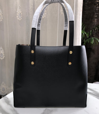 Burberry Embossed Crest Leather Tote Bag