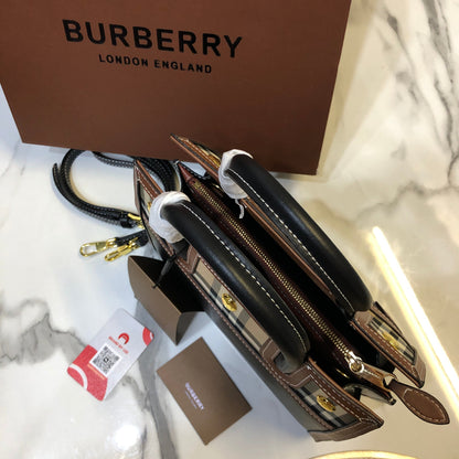 Burberry Small Two-Handle Title Bag in Vintage Check