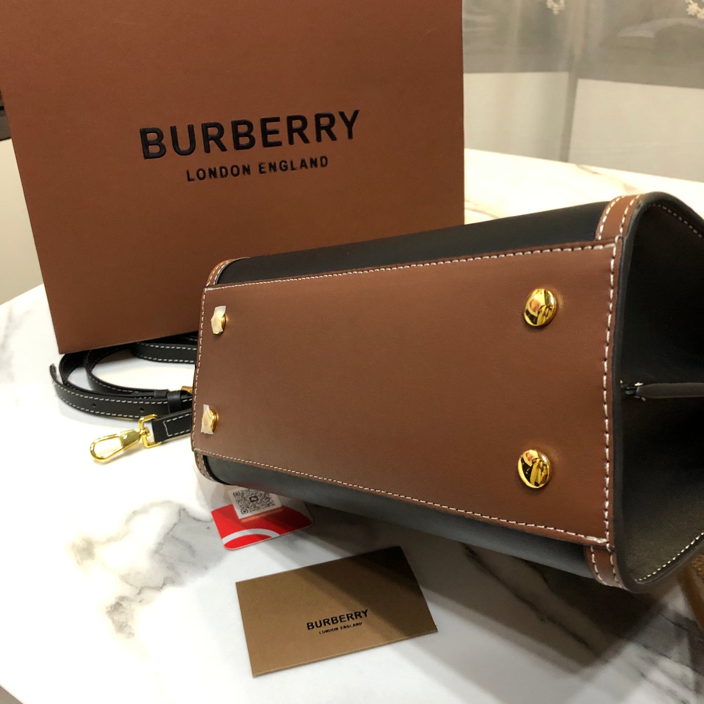 Burberry Small Two-Handle Title Bag in Vintage Check