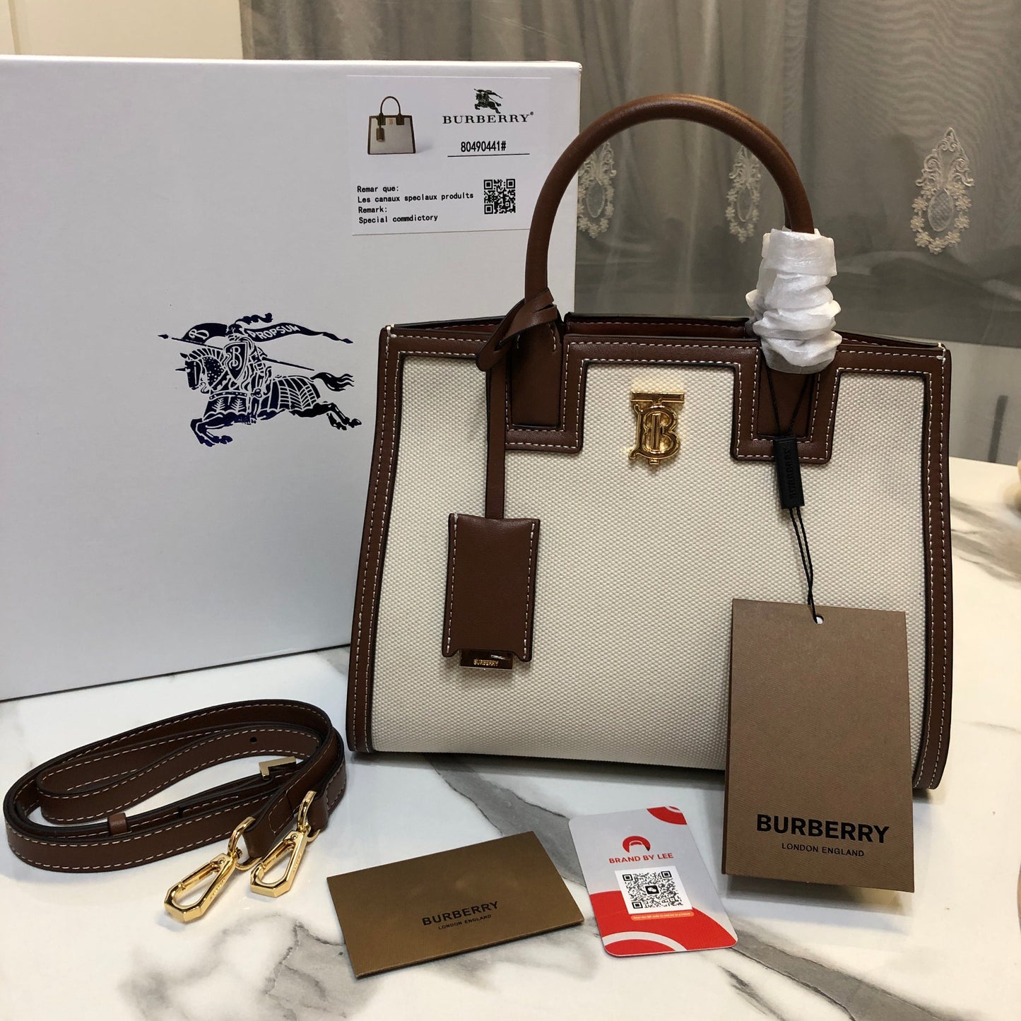 Burberry Leather Top-Handle Bag