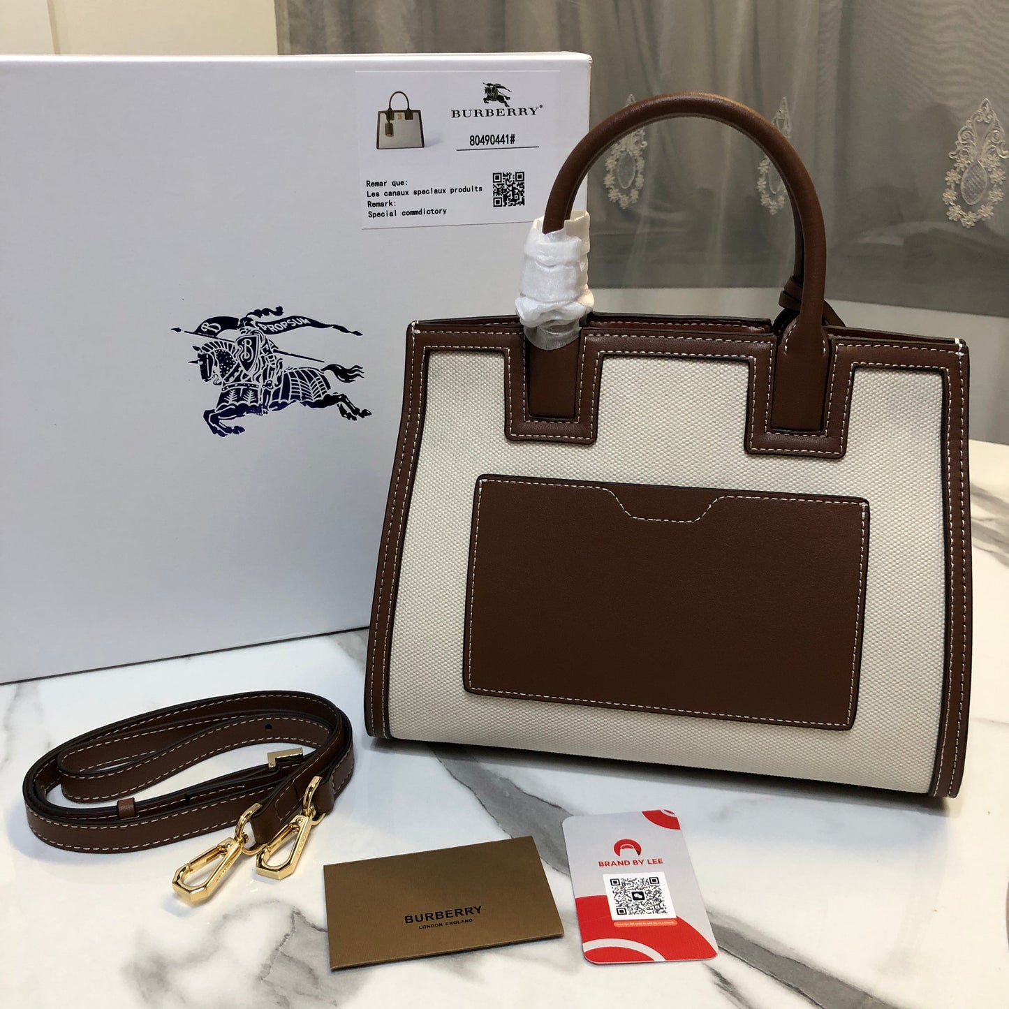Burberry Leather Top-Handle Bag