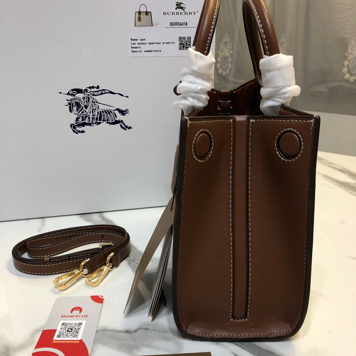 Burberry Leather Top-Handle Bag