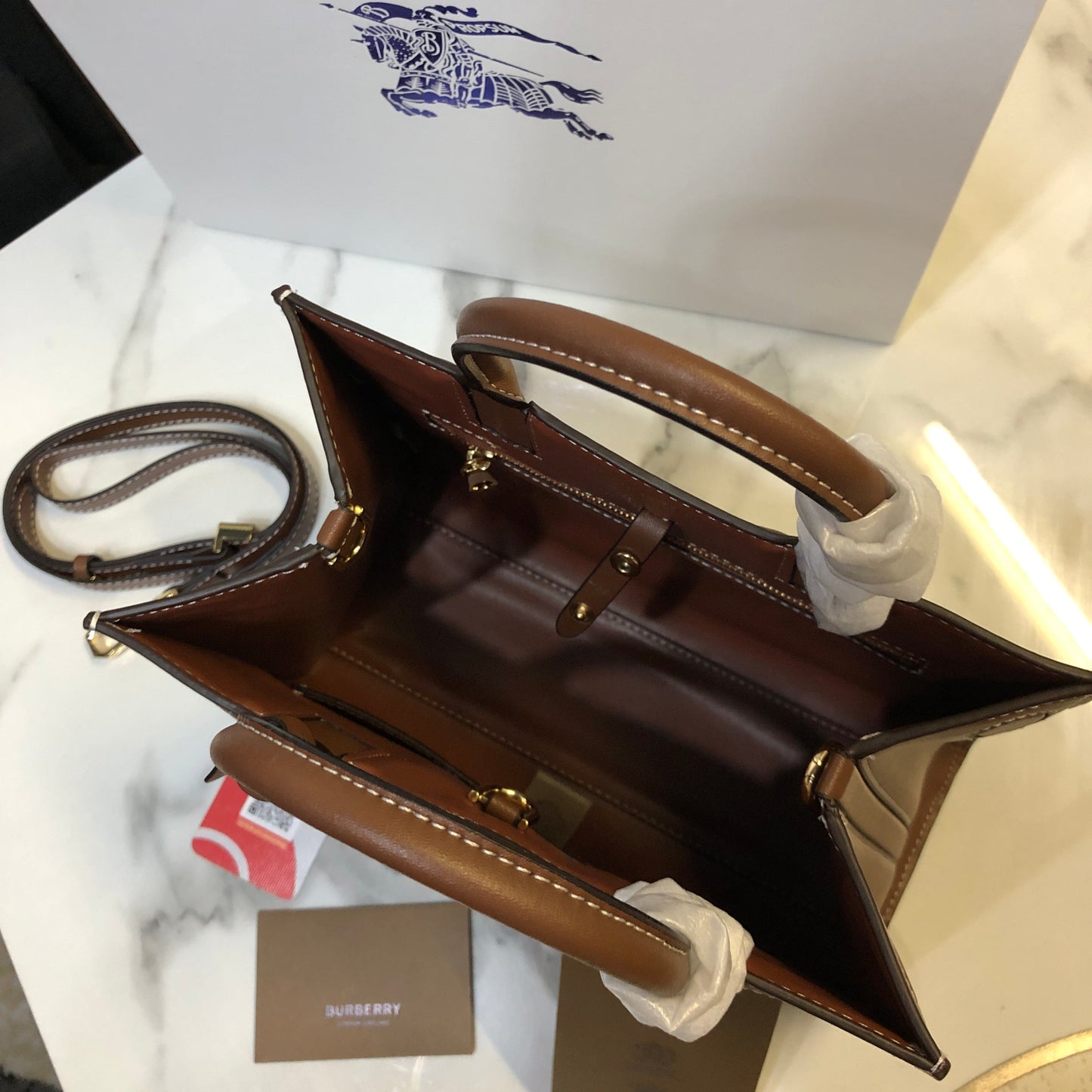 Burberry Leather Top-Handle Bag