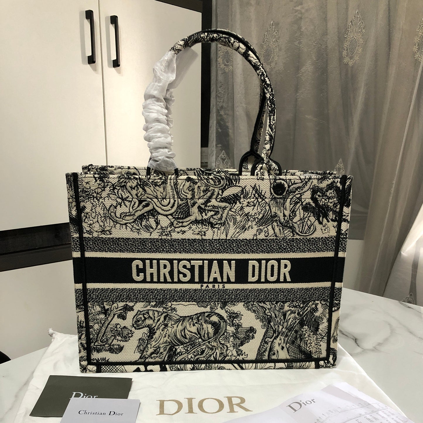 Dior Classic Tiger Black Book Tote Bag