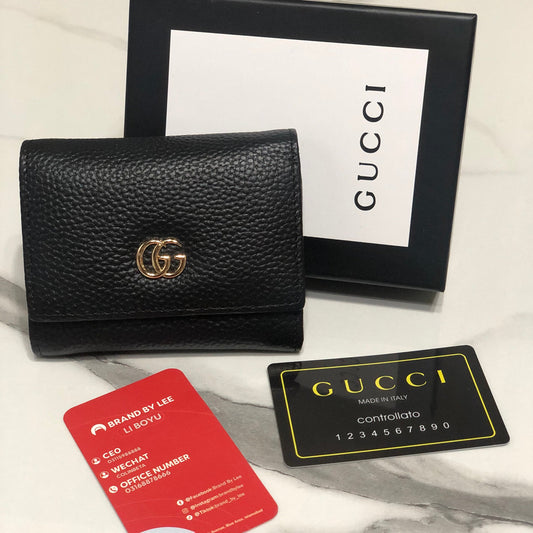 Gucci GG Marmont black leather Tri-fold wallet