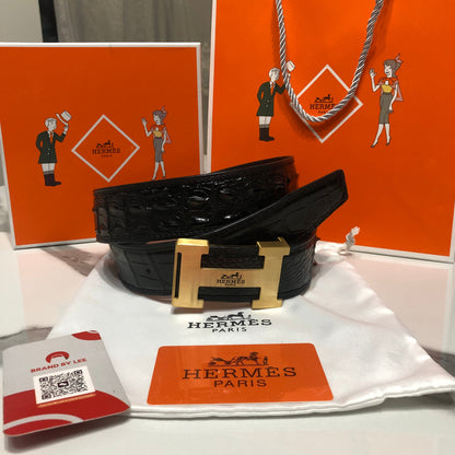 Hermes Shiny Real Crocodile Skin Belt