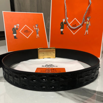 Hermes Shiny Real Crocodile Skin Belt