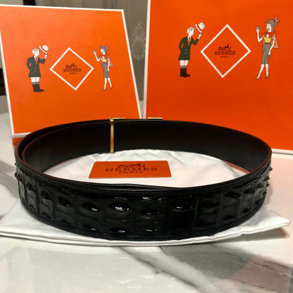 Hermes Shiny Real Crocodile Skin Belt