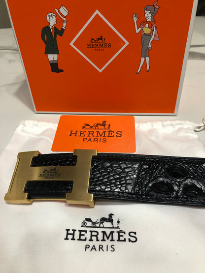 Hermes Shiny Real Crocodile Skin Belt