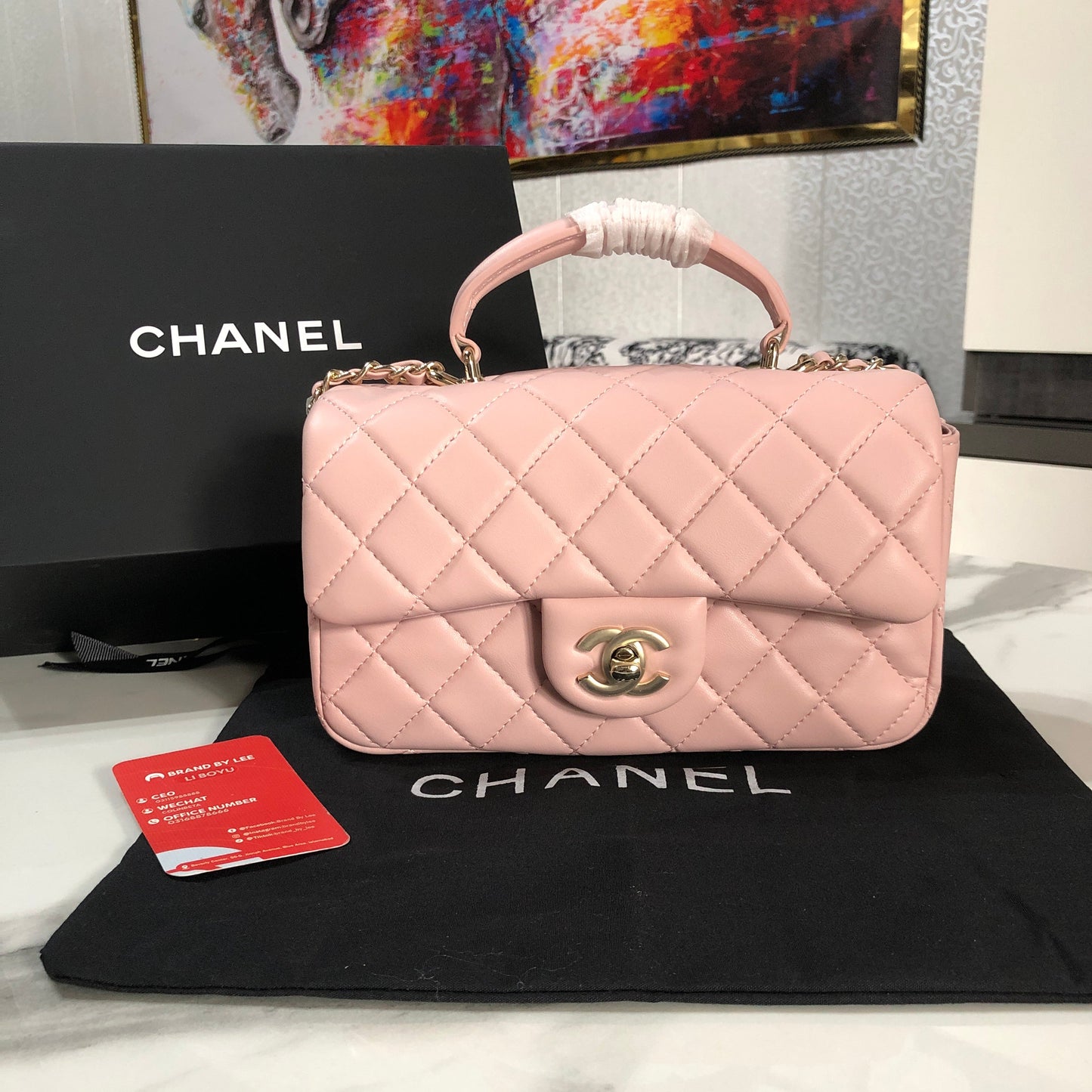 Chanel Pink Top Handle Mini Flap Bag
