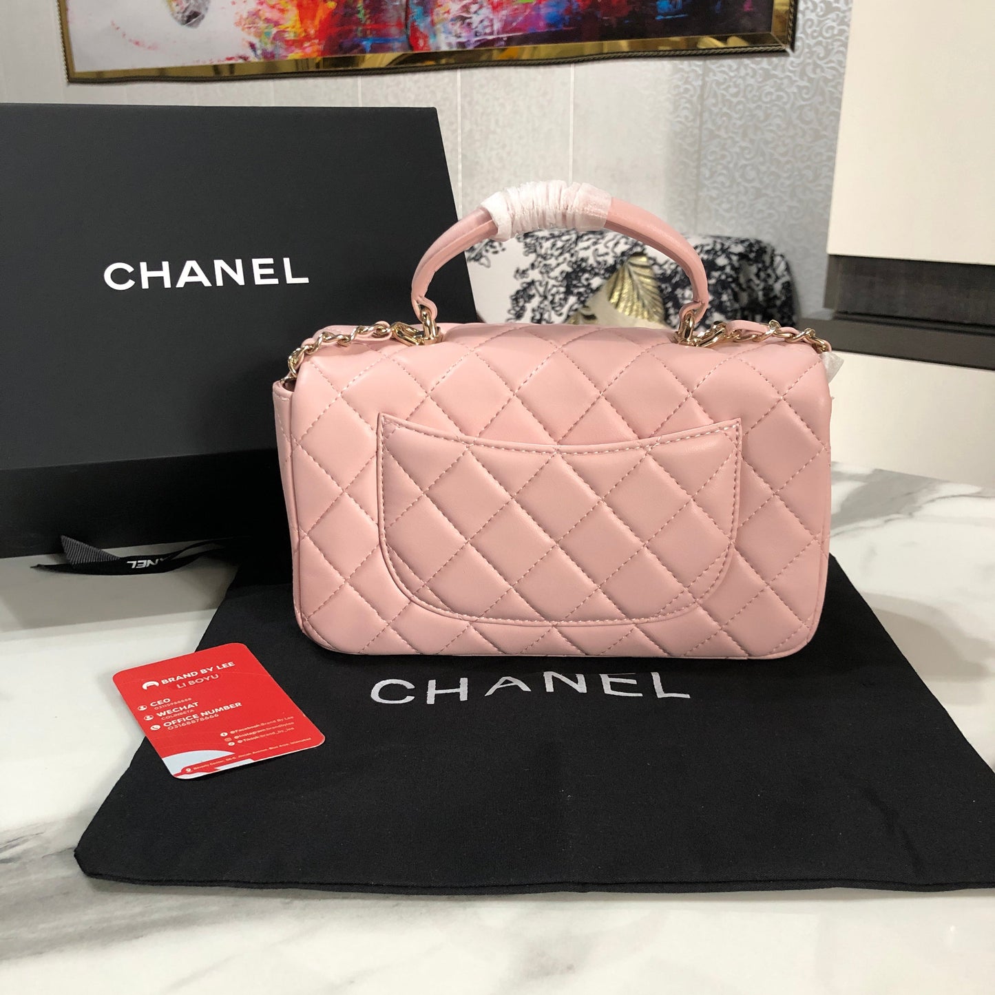 Chanel Pink Top Handle Mini Flap Bag