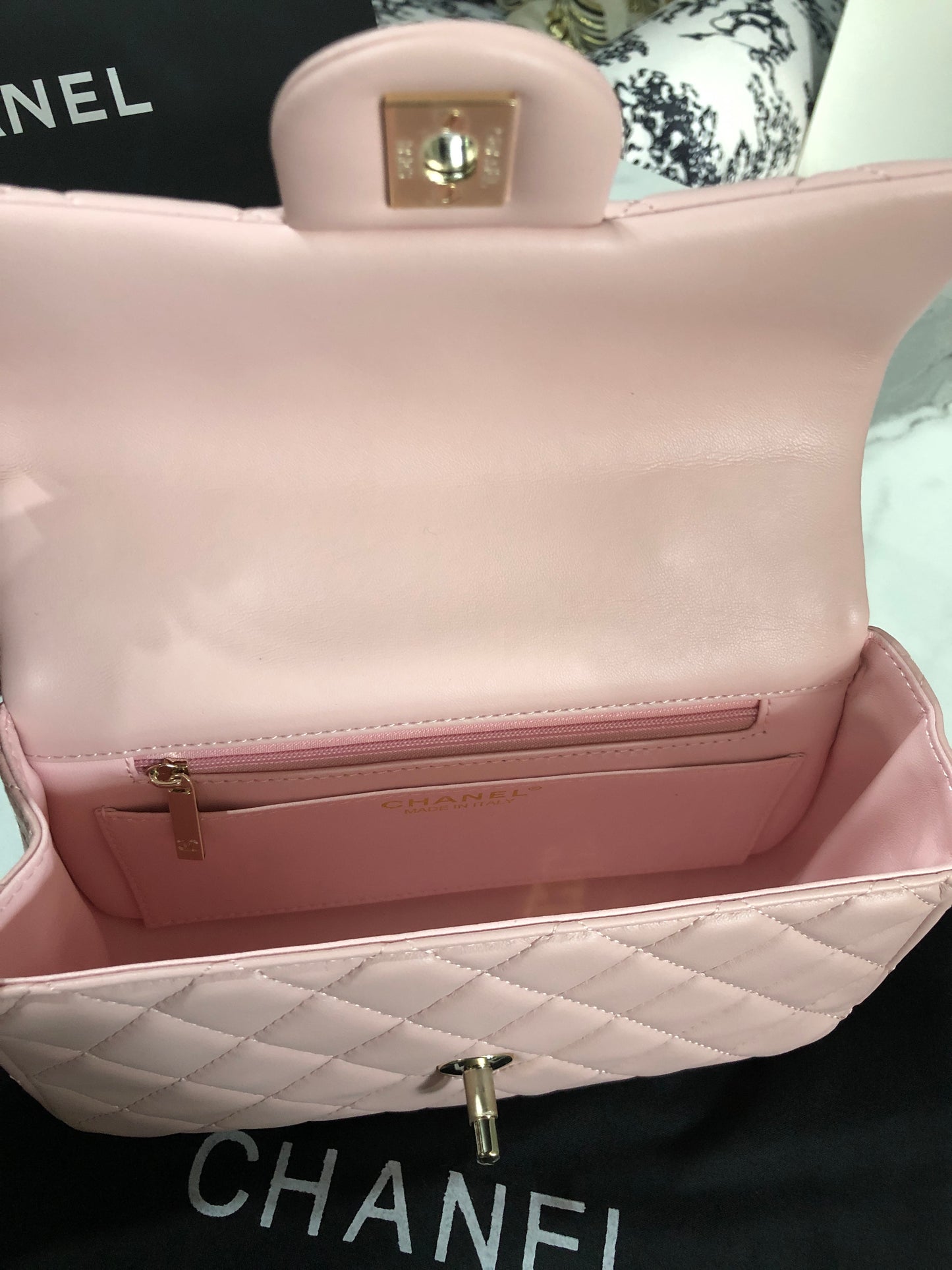 Chanel Pink Top Handle Mini Flap Bag
