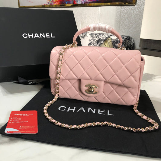 Chanel Pink Top Handle Mini Flap Bag