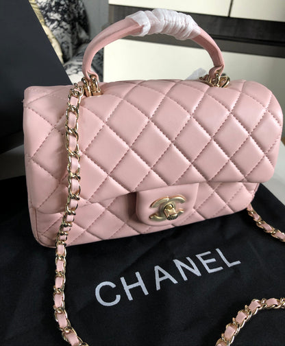 Chanel Pink Top Handle Mini Flap Bag