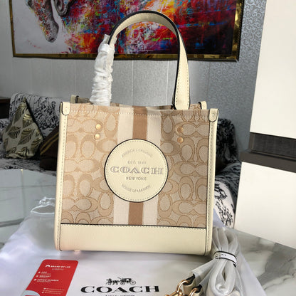 Coach Dempsey Tote 22 in Signature Jacquard with Stripe and Coach Patch
