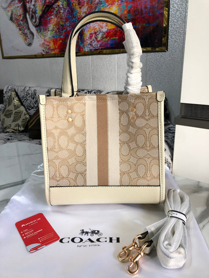 Coach Dempsey Tote 22 in Signature Jacquard with Stripe and Coach Patch