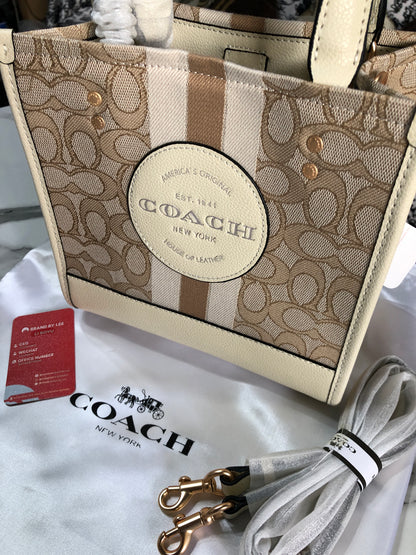 Coach Dempsey Tote 22 in Signature Jacquard with Stripe and Coach Patch
