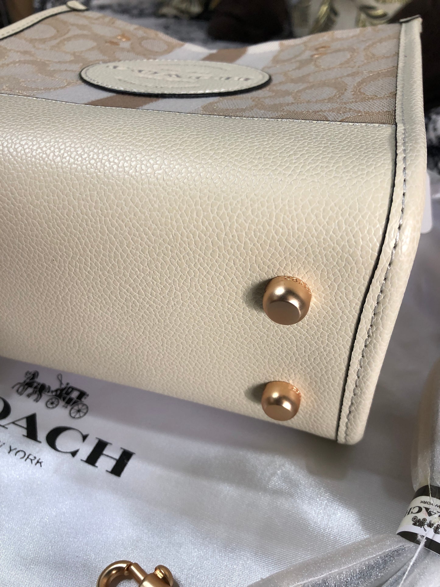 Coach Dempsey Tote 22 in Signature Jacquard with Stripe and Coach Patch