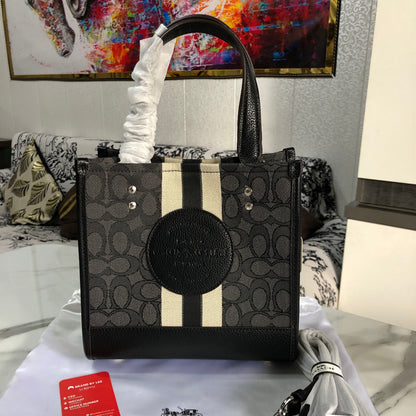 Coach Dempsey Tote 22 in Signature Jacquard with Stripe and Coach Patch