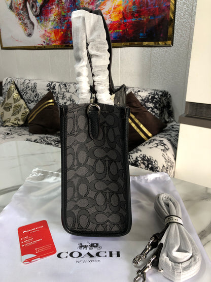 Coach Dempsey Tote 22 in Signature Jacquard with Stripe and Coach Patch