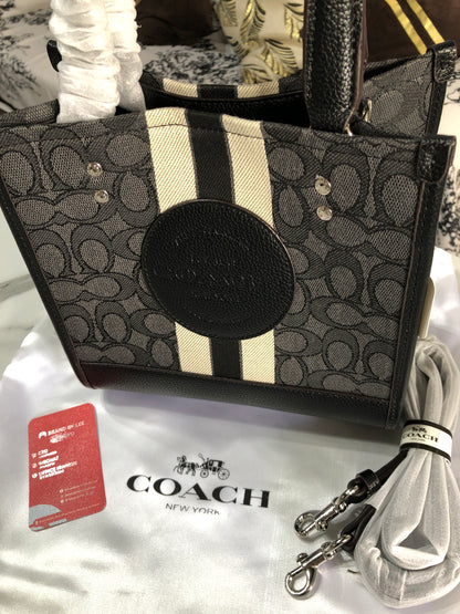 Coach Dempsey Tote 22 in Signature Jacquard with Stripe and Coach Patch