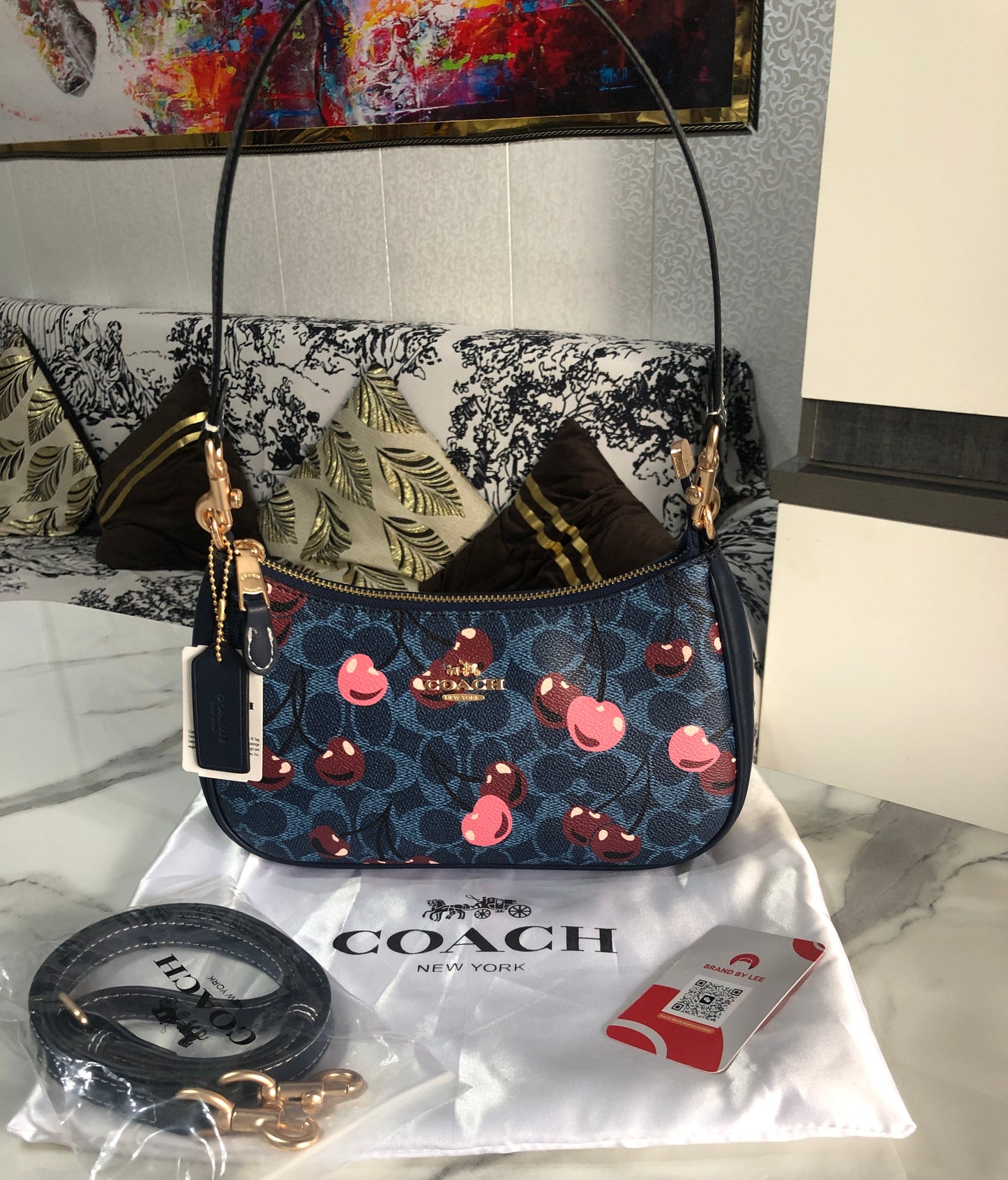 Coach Teri Shoulder Bag in Signature Canvas with Cherry Print