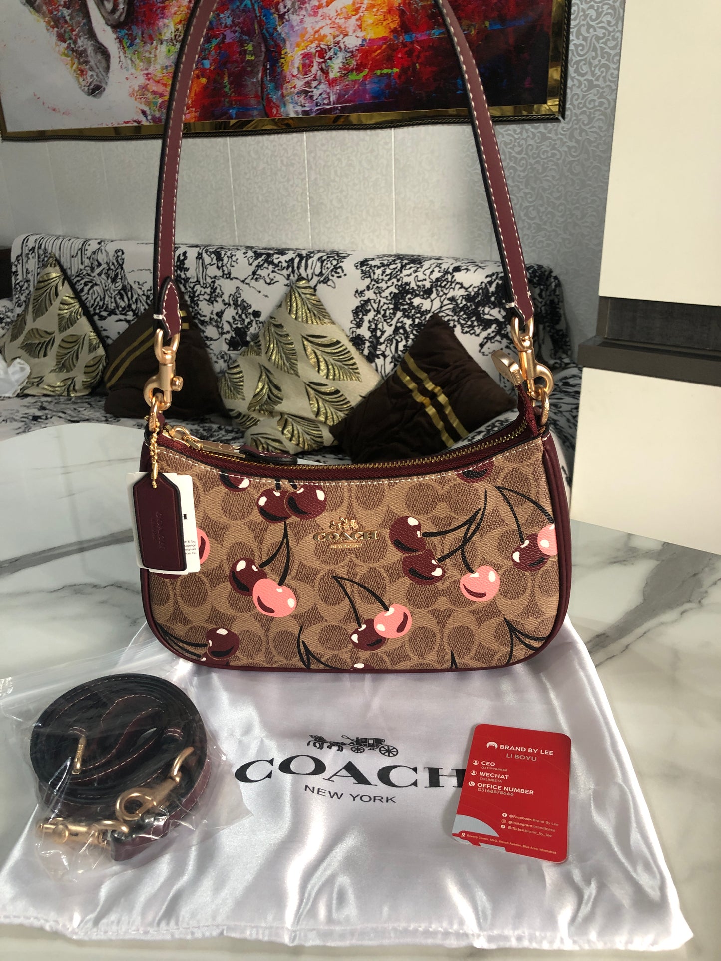 Coach Teri Shoulder Bag in Signature Canvas with Cherry Print