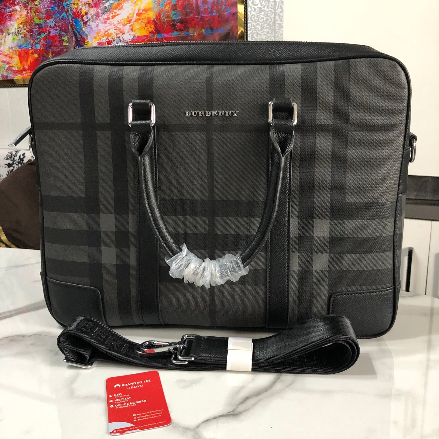 Burberry Charcoal Grey Laptop Bag