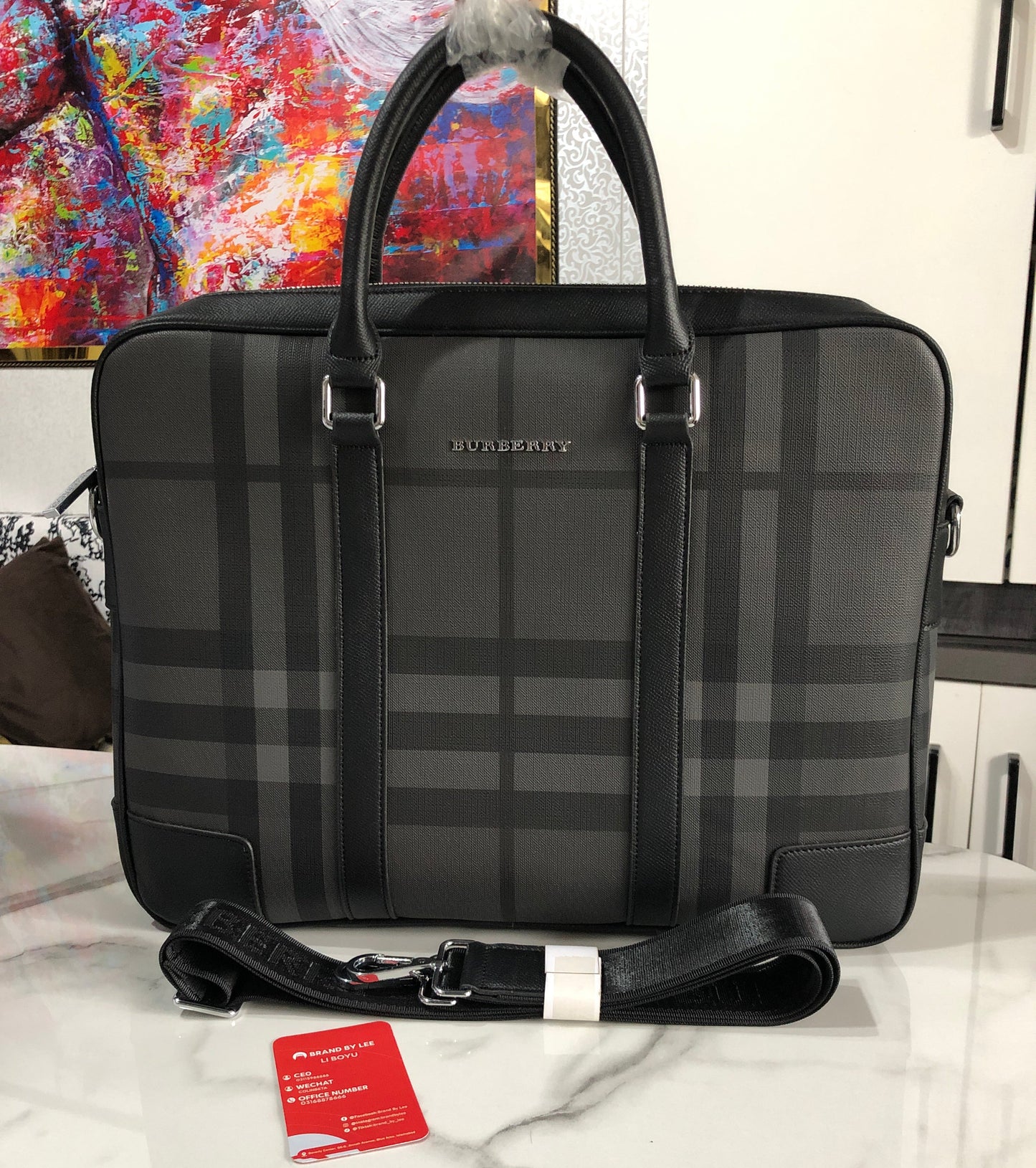 Burberry Charcoal Grey Laptop Bag