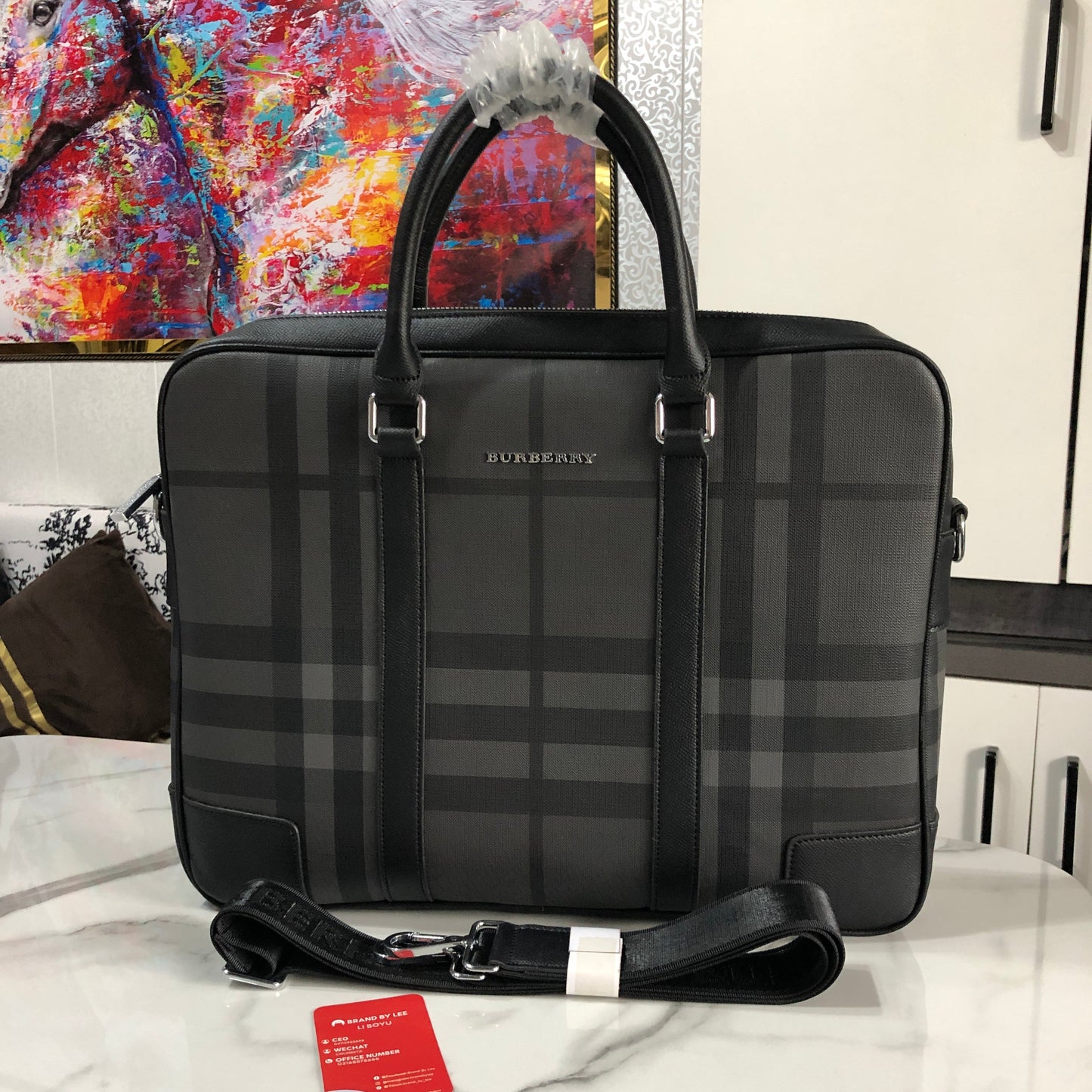 Burberry Charcoal Grey Laptop Bag
