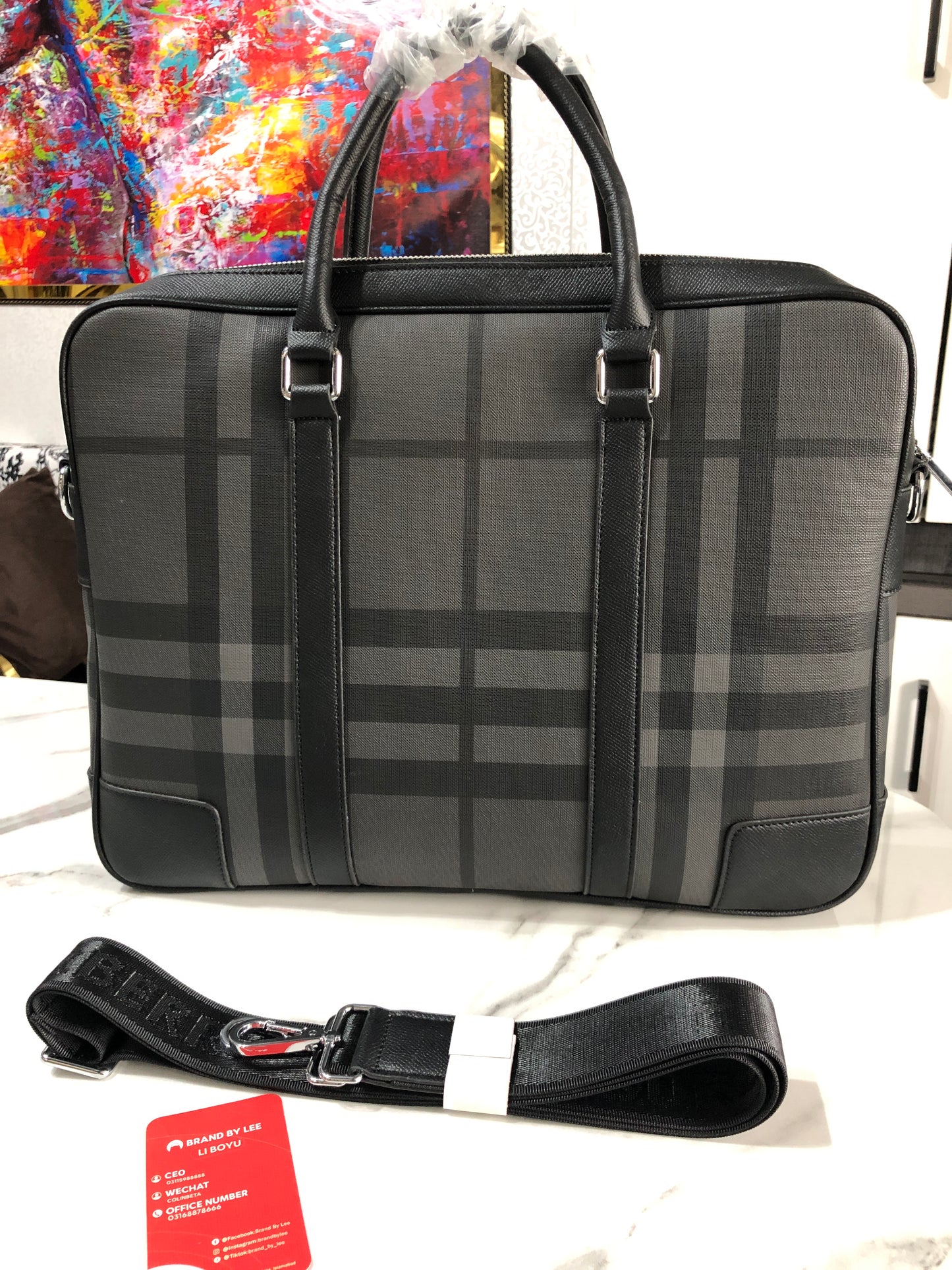 Burberry Charcoal Grey Laptop Bag