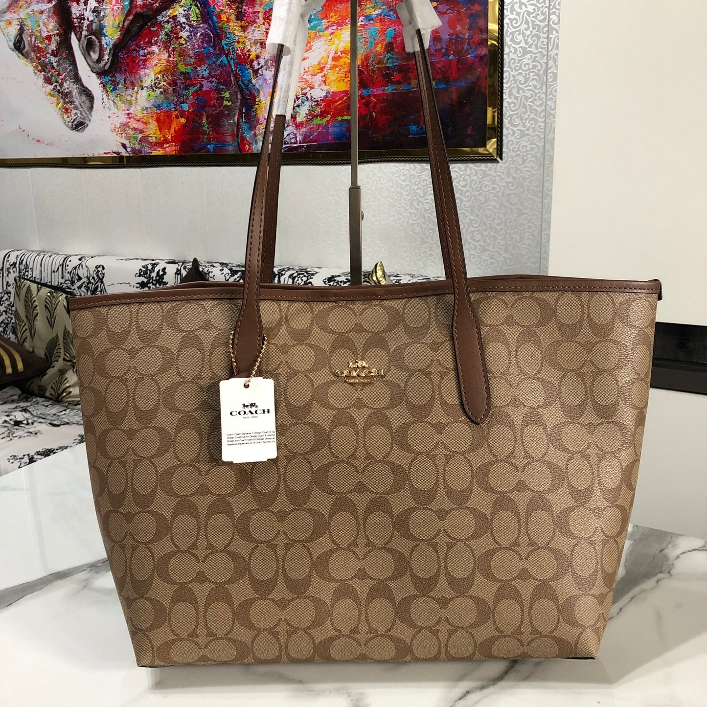 Coach City Tote in Signature Canvas