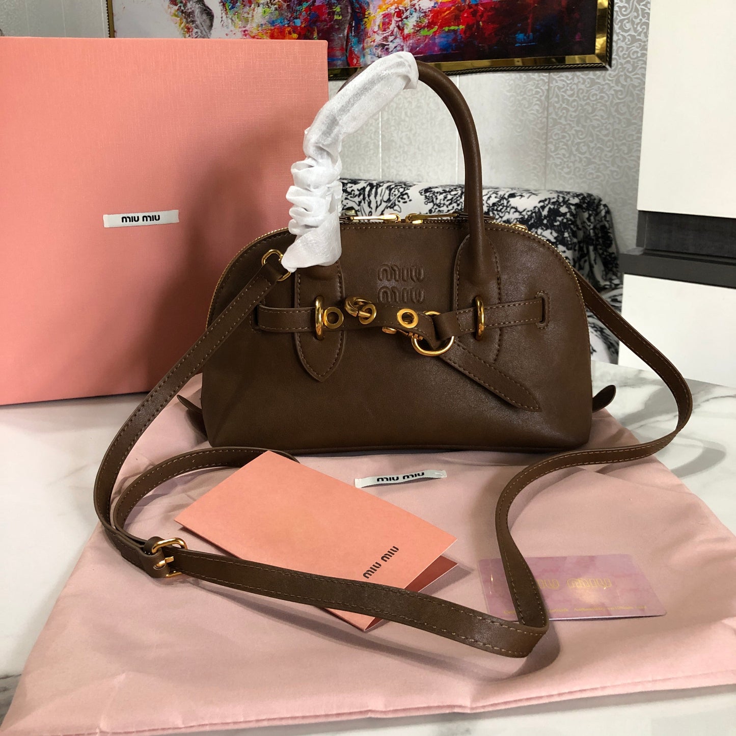 Miu Miu Aventure Nappa Leather Bag