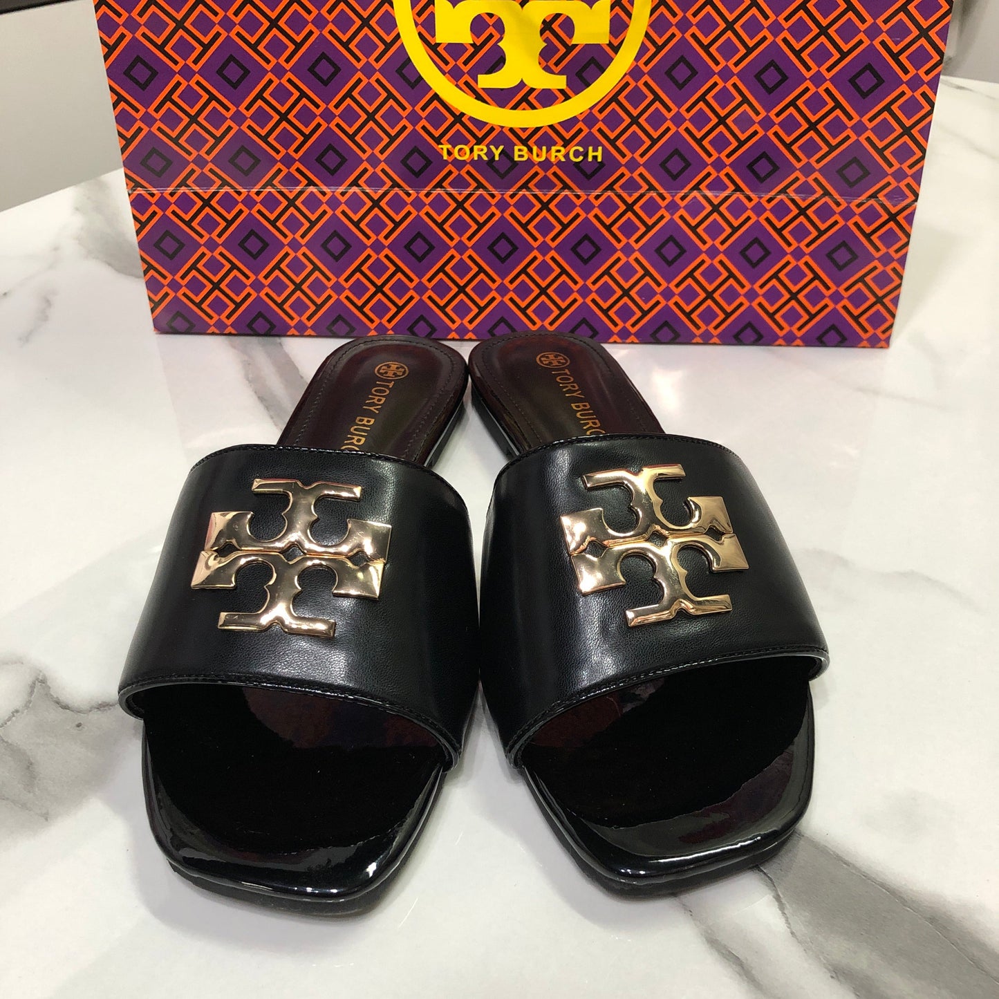 Tory Burch Black Eleanor slide sandals