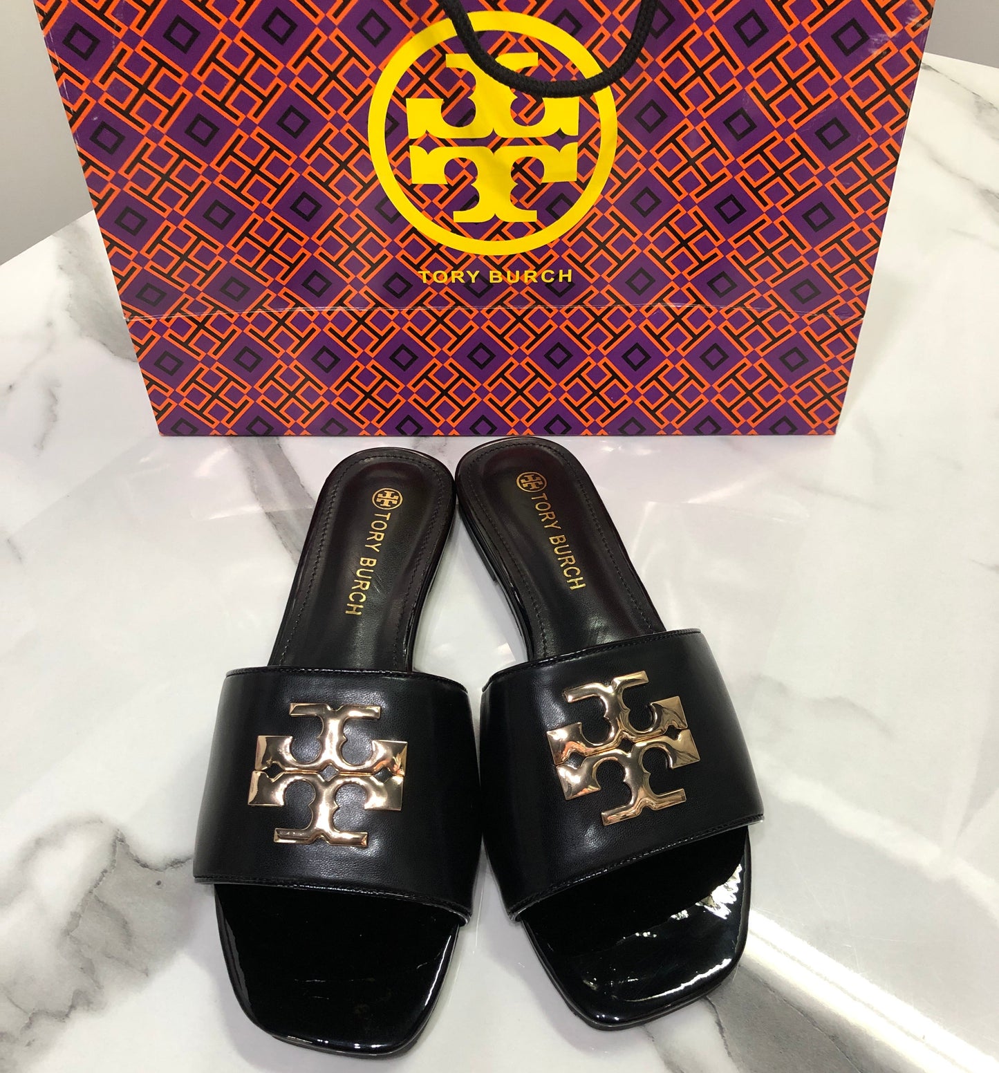 Tory Burch Black Eleanor slide sandals