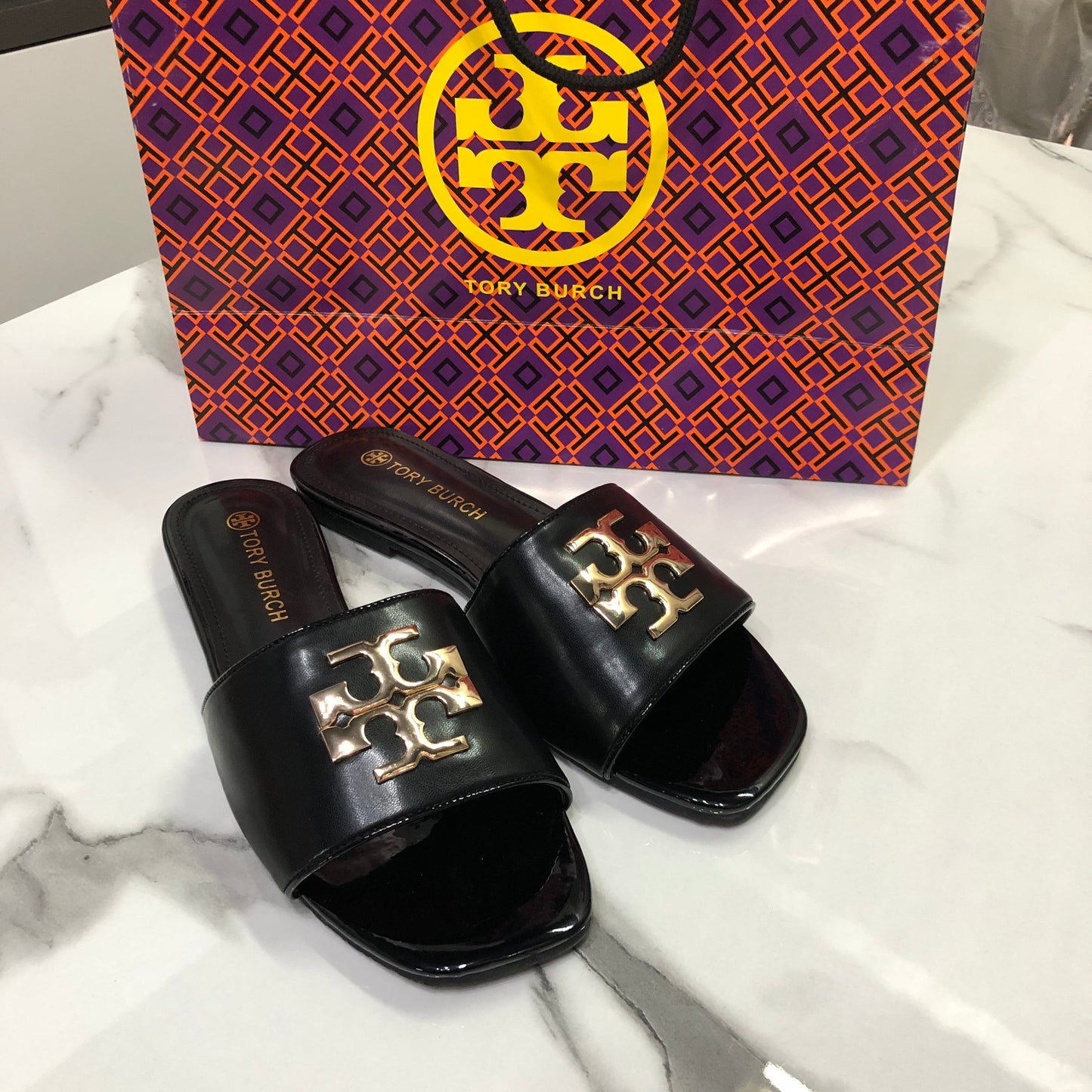 Tory Burch Black Eleanor slide sandals