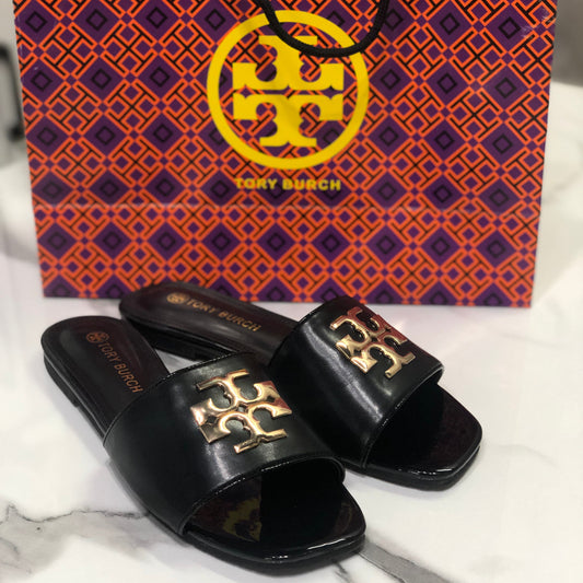 Tory Burch Black Eleanor slide sandals