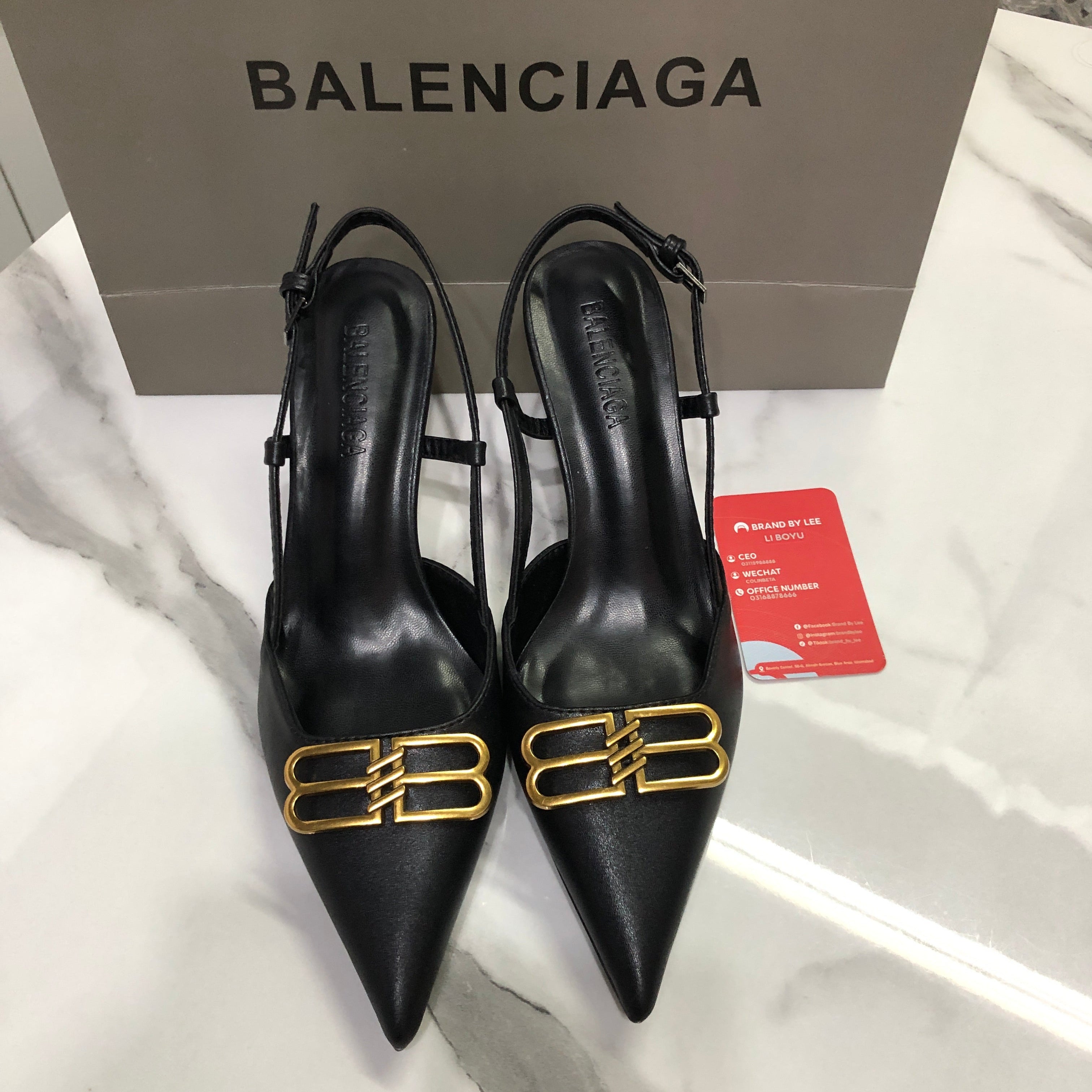 Balenciaga Black Knife BB Slingback Pumps