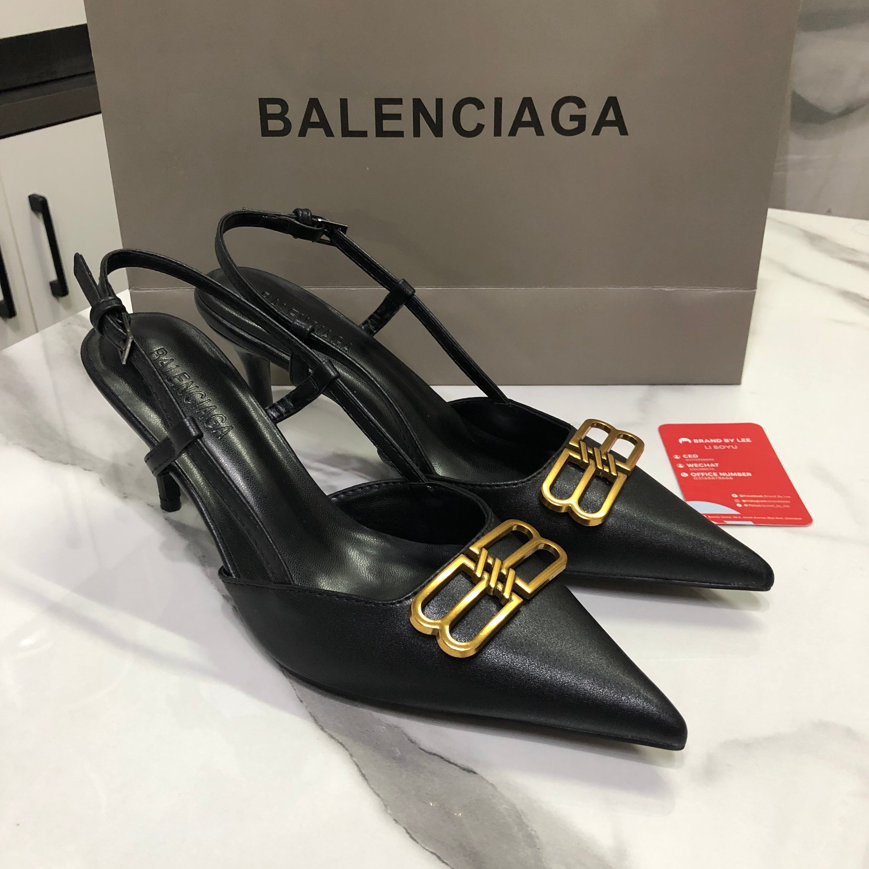 Balenciaga Black Knife BB Slingback Pumps
