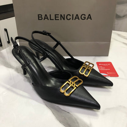Balenciaga Black Knife BB Slingback Pumps